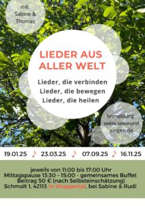 Lieder-aus-aller-Welt - SeeleundSingen - Singkreis - Singen in Wuppertal / Köln